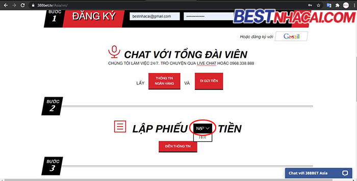 đăng ký nhà cái 388BET