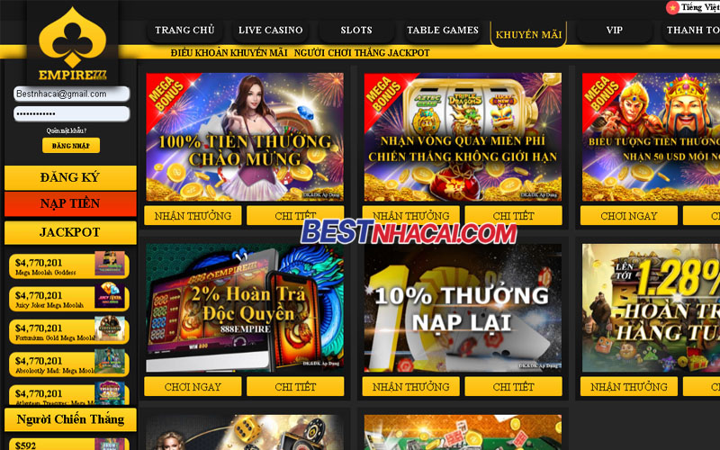 Khuyến mãi hấp dẫn, tỉ lệ thưởng cao