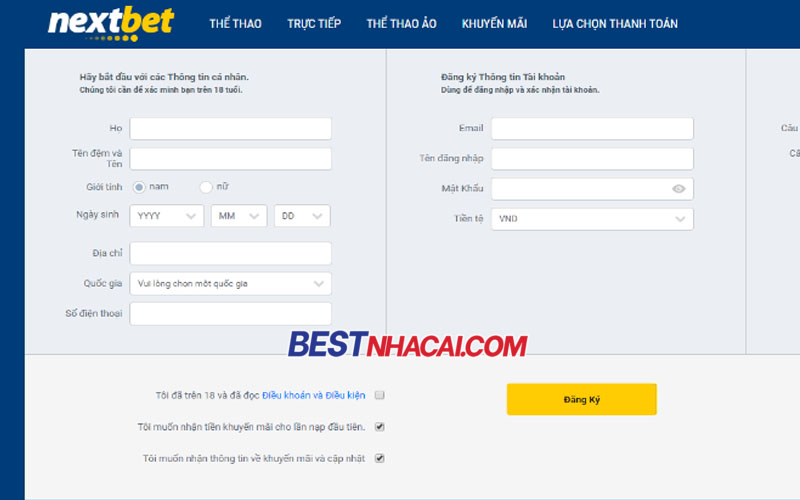 Cách đăng ký và đăng nhập nhận khuyến mãi tại nhà cái NextBet