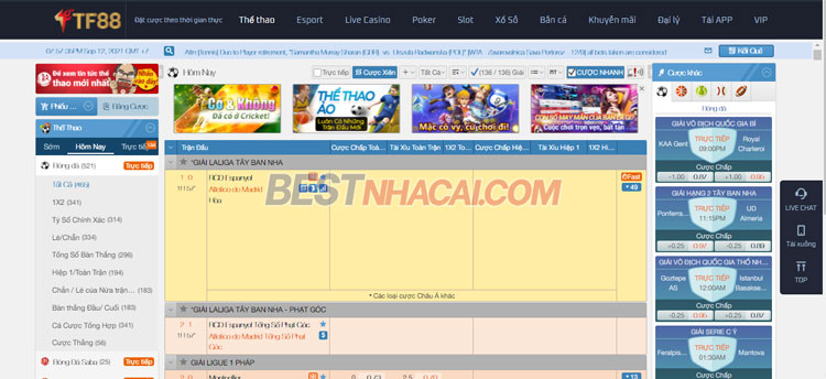 thể thao nhà cái tf88