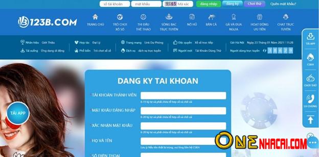 đăng ký tài khoản tại 123b